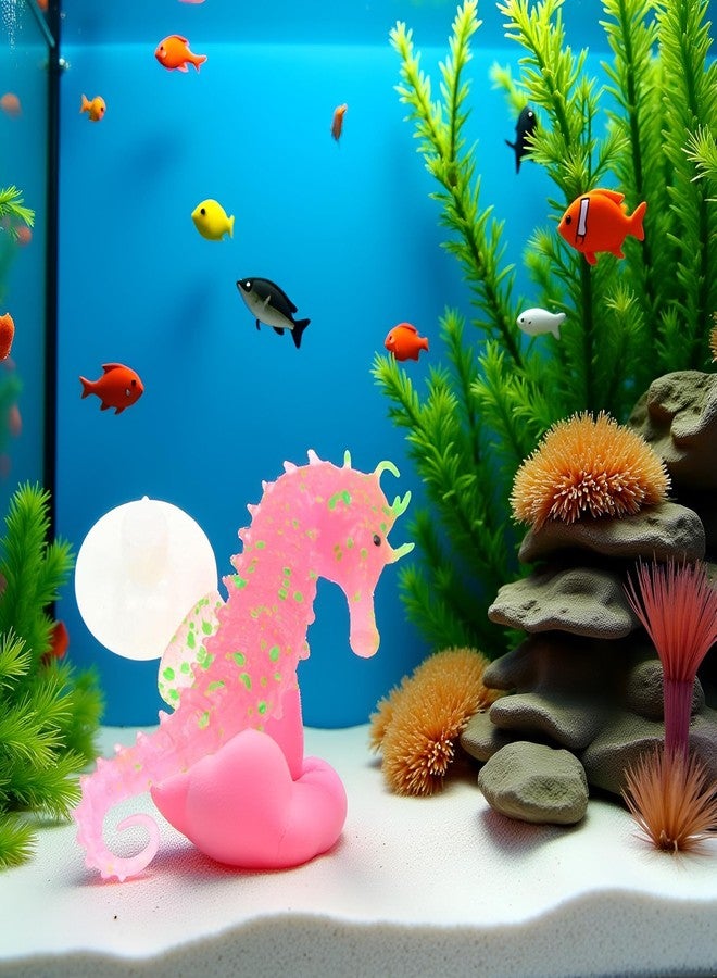 Pxiryanlow Red Aquarium Decor Luminous Artificial Soft Seahorse Hippocampus Fish Tank Ornament Exquisite Popular Aquarium Pipe Decoration Fixed by Invisible Line and Sucker - Image 5